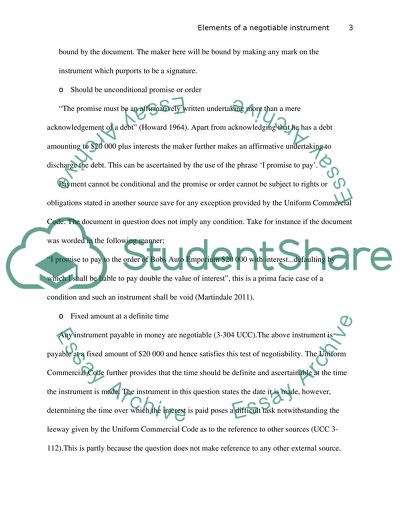 Elements of a Negotiable Instrument