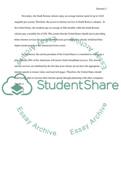 The Internet Connection Speed in South Korea