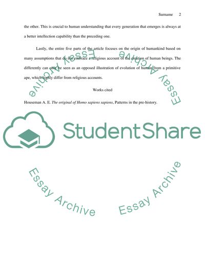 Evolution of Homo Sapiens