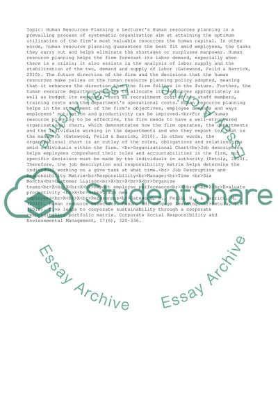 Process of Human Resources Planning