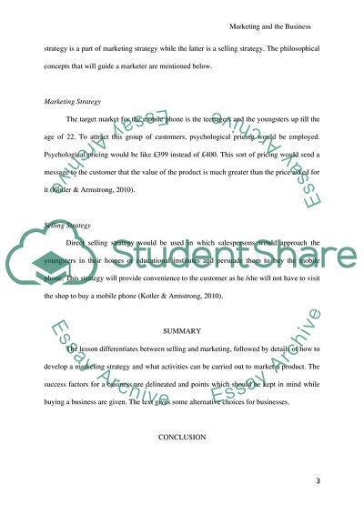 MARKETING AND THE BUSINESS