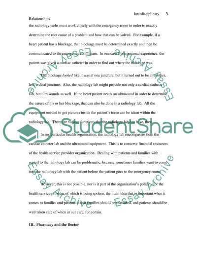 Various Interdisciplinary Relationships in Medicine