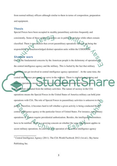 The Analysis of the CIA Paramilitary Operations