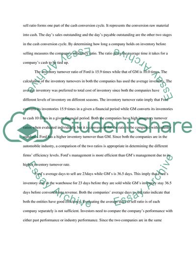 Inventory management ratio analysis of Ford and GM