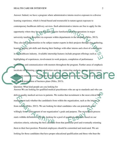 Health care HR interview