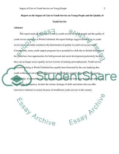Impact of Cuts to Youth Service on Youth