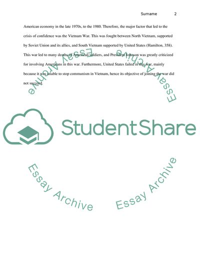 Confidence Crisis at the 1970s