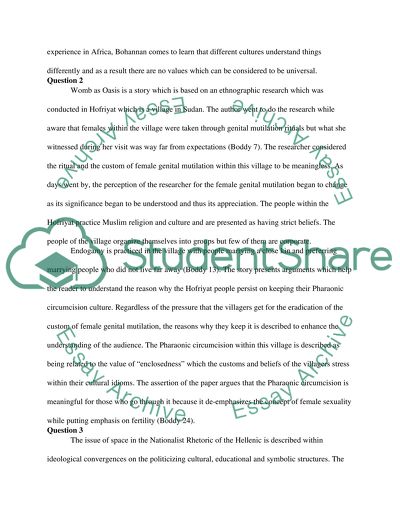 Anthropology Questiuons