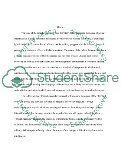 The Impact Of The Repeal Of Dont Ask Dont Tell Policies On Military Families