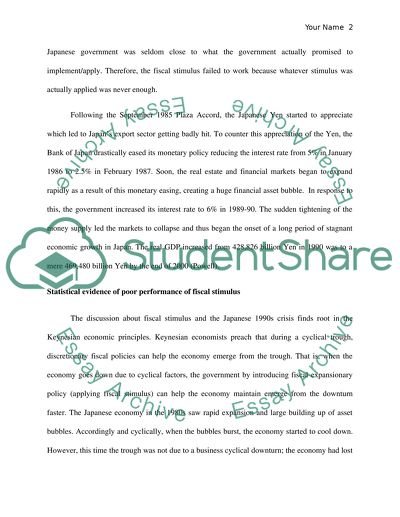 Fiscal Stimulus and Japanese Stagnation in Early 1990 Crisis