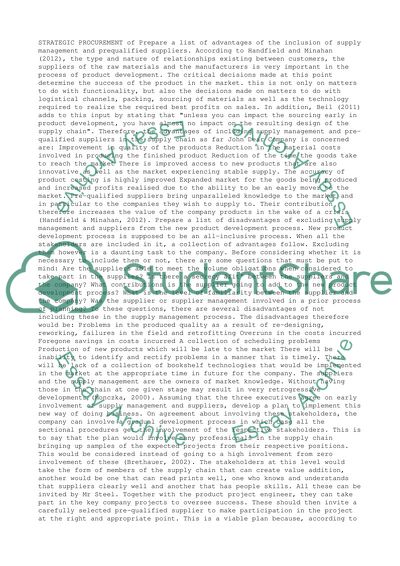 Strategic procurement