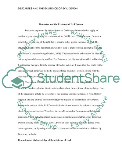 Decarts and existence of evil