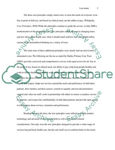 National Health Service - Core Principles