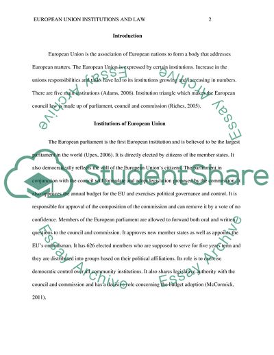 European Union Institutions and Law