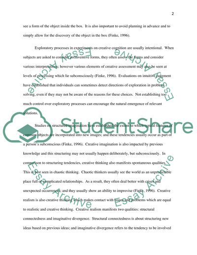 Critical Evaluation - Finke Imagery, Creativity, and Emergent Structure