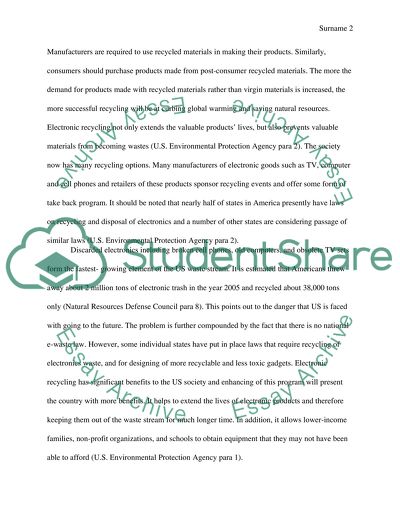 Electronic Recycling in the US