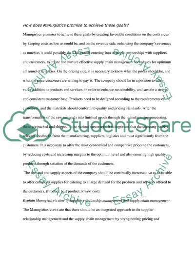 Business Goals: Manugistics Group, Inc