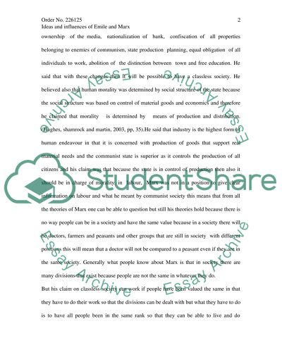 Ideas and Influences of Emile and Marx