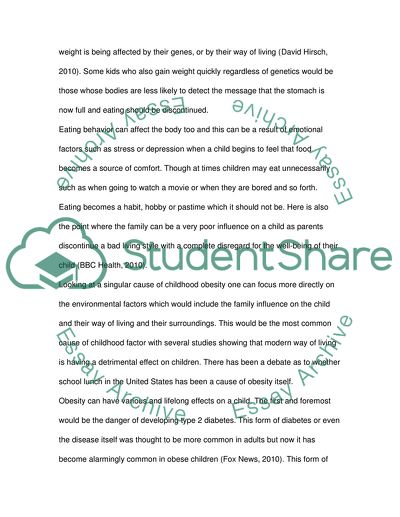 Effects of obesity in childhood