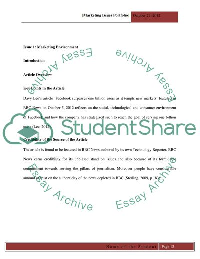 Marketing Issues Portfolio