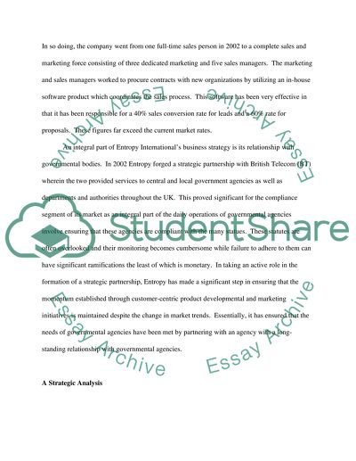 Entropy Internationals Current Business Strategy