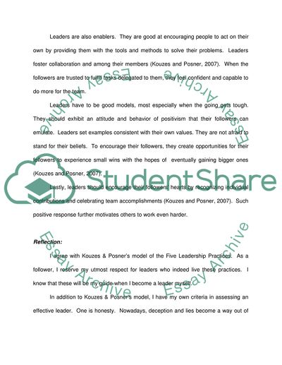Discussion and self reflection assignment
