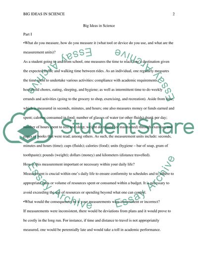 Unit 2 Discussion Big Ideas in science