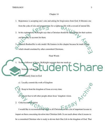 Read One.Life Chaps 12-14, Final Words. Submit responses