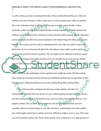 Quest for Energy and Environmental Destruction