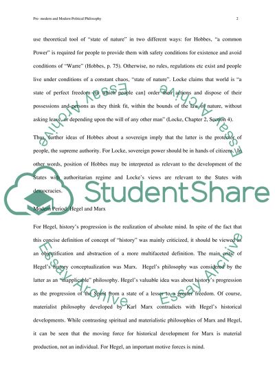 Pre-modern and Modern Political Philosophy