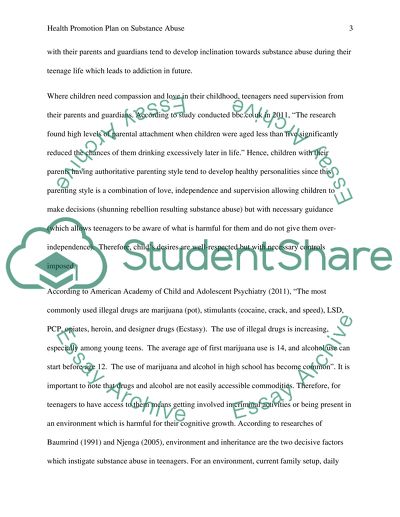 Health Promotion Plan on Substance Abuse