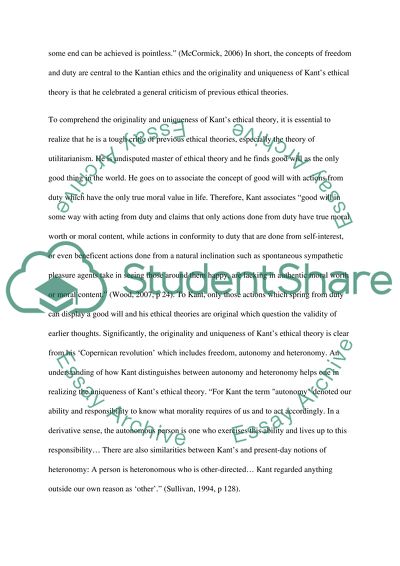 Assess Kants Ethics Of Duty And Freedom As A Response To All Previous Ethical Theories