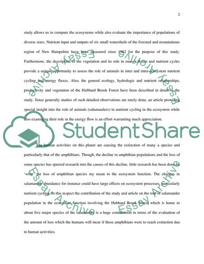 Energy Flow and Nutrient Cycling in Salamander Populations
