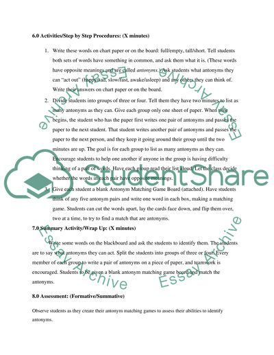 Lesson Plan Essay Example Topics And Well Written Essays 250 Words 1