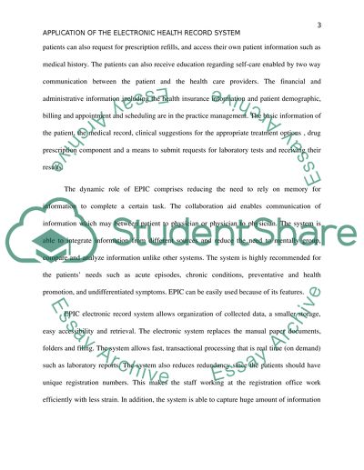 Application of the Electronic Health Record System