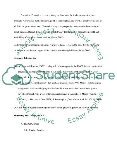 Understanding the Marketing Mix: Coca-Cola Amatil Limited