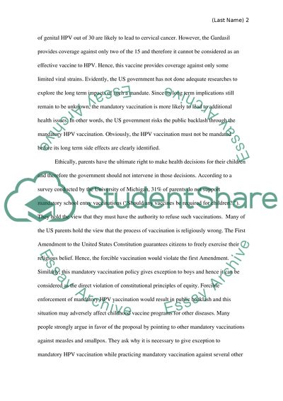 Should HPV Vaccination Be Mandatory