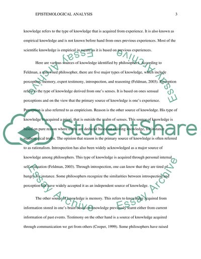 Personal Exploration of Knowledge Paper-epistemological analysis