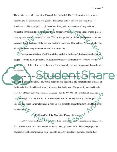 Comparative paper between aboriginal people of canada and palestinian people