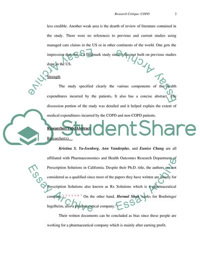 Medical Care Expenditures in Patients with Chronic Obstructive Pulmonary Disease