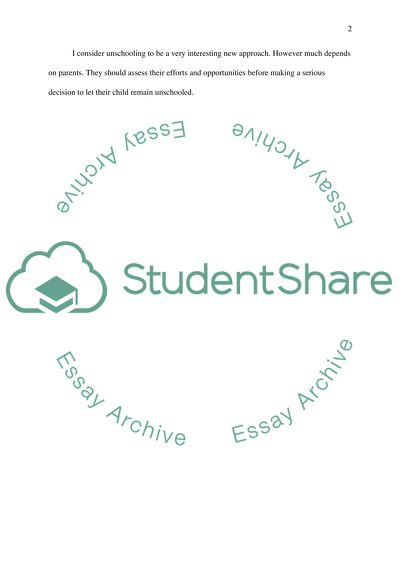 Understanding of Unschooling Approach