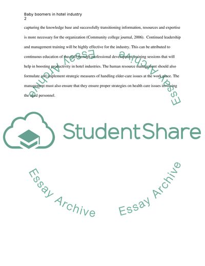 Baby boomers in hotel industry