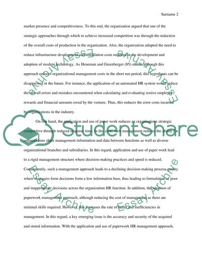 Process Analysis Essay on The Paperwork Approach versus HR Functions Automation