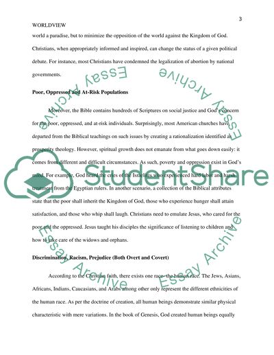 Personal Assessment and Worldview Concerning Christianity