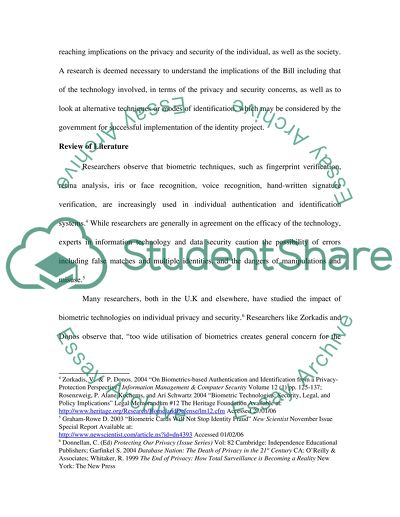 The U.K Identity Cards Bill and its implcations