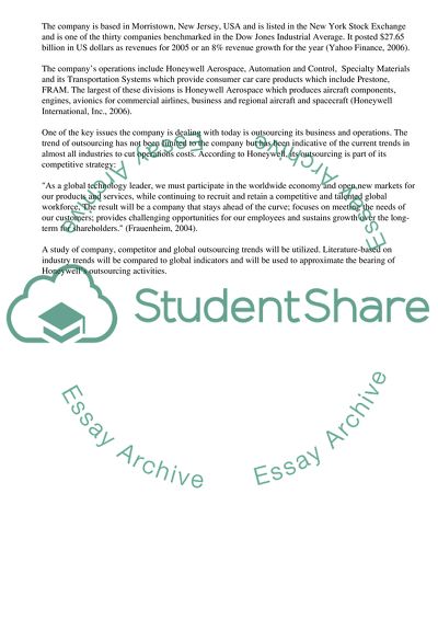 The Outsourcing Activities of Honeywell International Inc