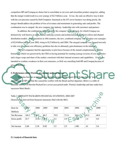 Implementation of Hewlett Packard Mergers