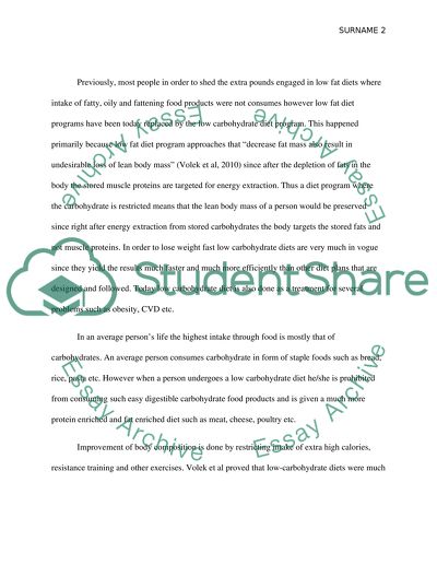 Consequences of Low Carbohydrate Diets