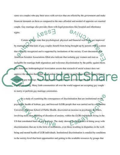 Analysis of the Gay Marriage Conflict