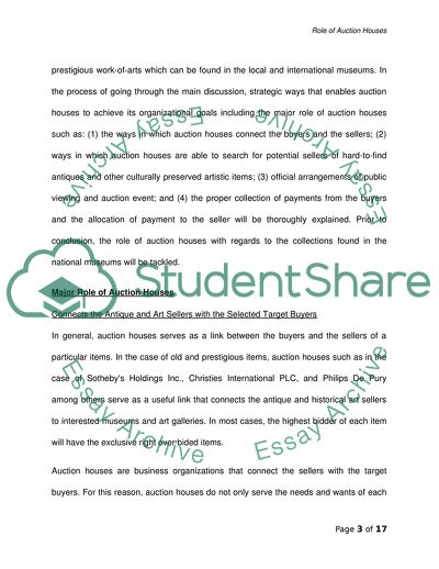 Role of Auction Houses